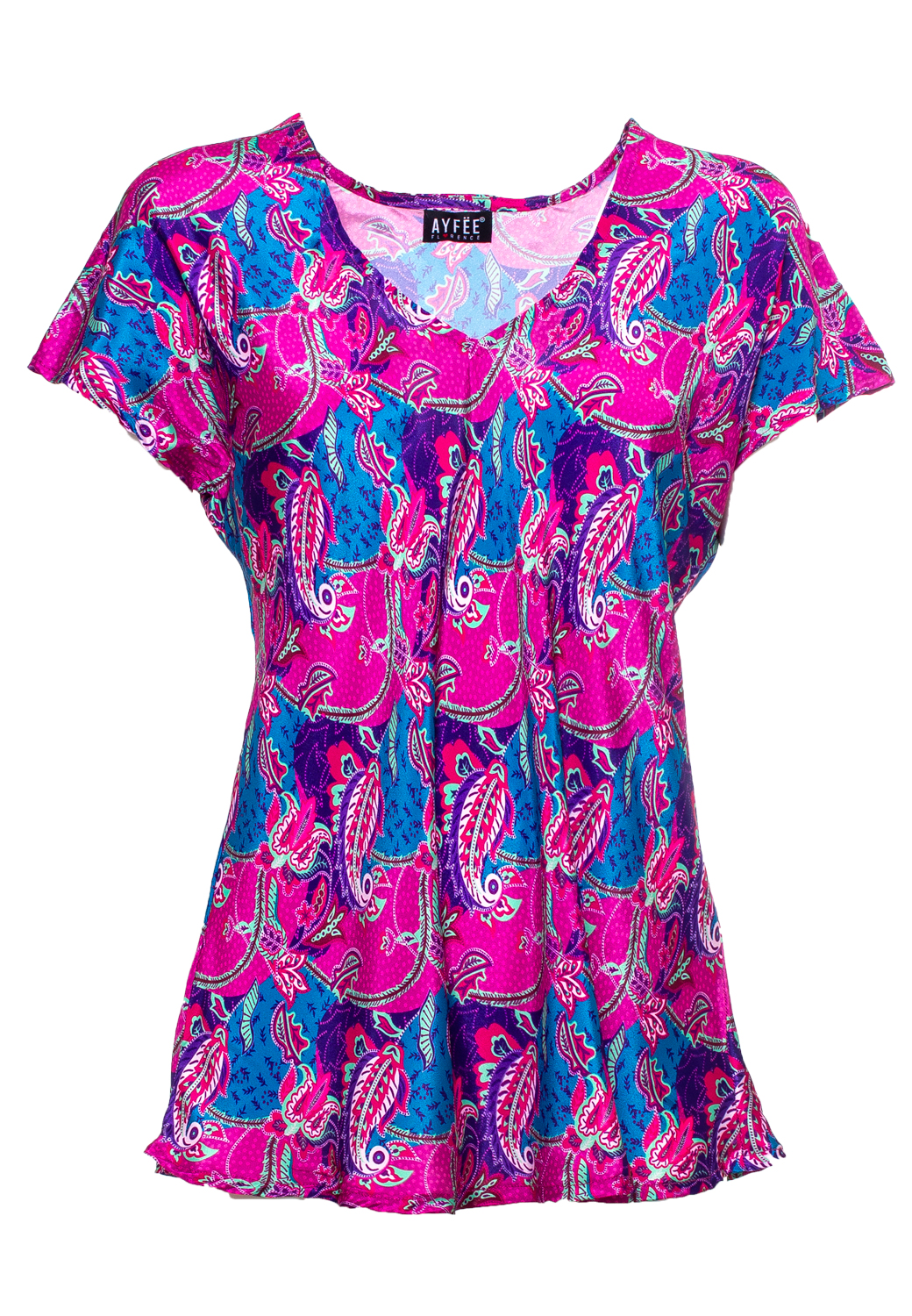 BLUSA MEZZA MANICA, 3 TG. 90% POLY 10% SETA, MADE IN INDIA